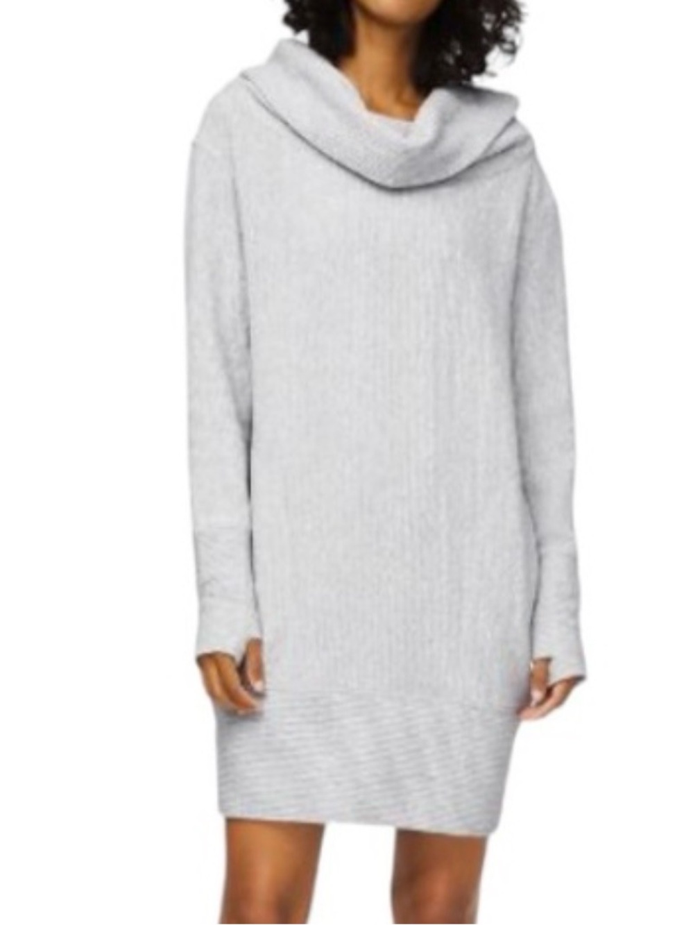 Lululemon Along the Way Cozy Ribbed Dress Mini Grey Mock Neck Knit Size S